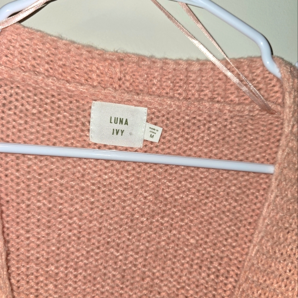 Luna Ivy Pink 3d Cherry Sweater, Pink Cherry Card… - image 4